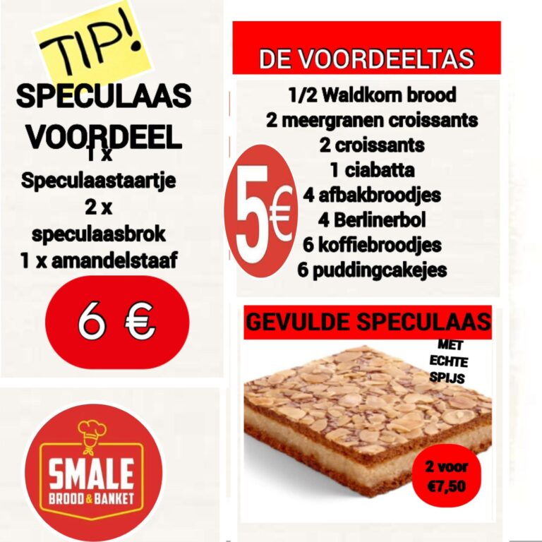 Voordeeltas €5,- speculaasvoordeel voor pakjesavond!